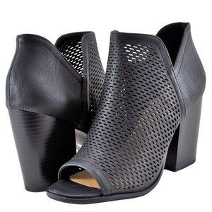 SODA Women's Open Toe Perforated Ankle Bootie 10